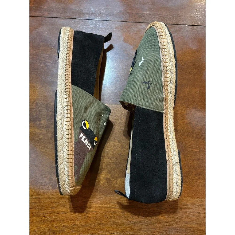 Fendi Bag Bugs Monster Eyes Men's Espadrille Slip-On Shoes Multicolor 10